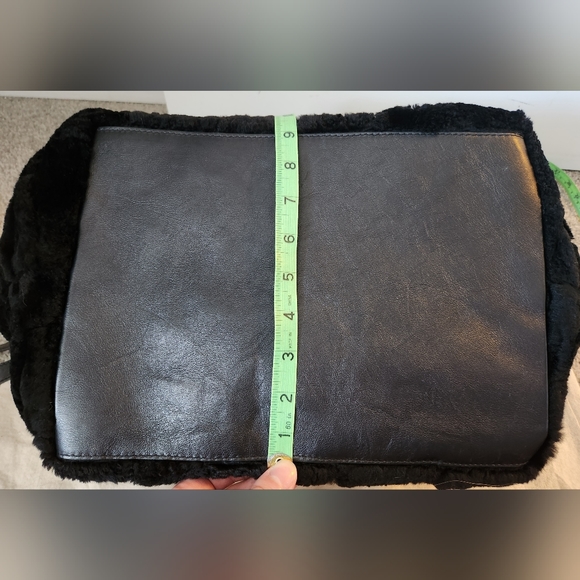 *SOLD* Antonio Cristiano XL Sheepskin Fur Tote Satchel Bag in Black; New w/ Tags - Picture 12 of 16